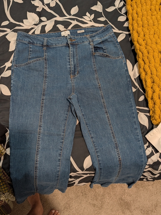 True Craft Denim - True Craft Mid-Rise Blue Vertical Front Seam Flare Jeans